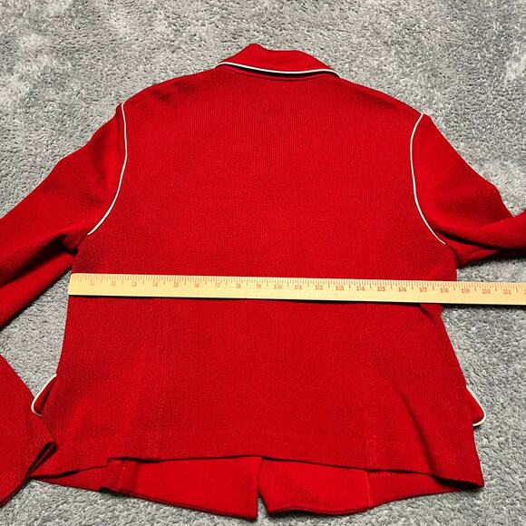 St. John Collection By Marie Gray Sweater Blazer 12 Red Gold Knit Cardigan - Picture 4 of 6
